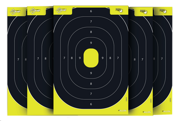 EZ-Aim Splash Reactive IPSC Silhouette Paper Hanging Target 12.5" x 18.25" Chartreuse/Black - 30 Pack