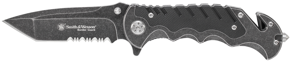 Smith & Wesson Knives Border Guard 3.5" Folding Part Serrated Stainless Steel Aluminum/G10 Handle