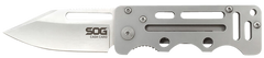 S.O.G Cash Card 2.75" Folding Plain Clip Point Satin 8Cr13MoV SS Silver Skeletonized Stainless Handle