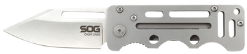 S.O.G Cash Card 2.75" Folding Plain Clip Point Satin 8Cr13MoV SS Silver Skeletonized Stainless Handle