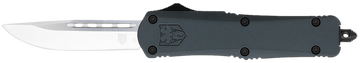 CobraTec Knives FS-3 Medium 3" OTF Drop Point Plain D2 Steel Gray Aluminum Handle