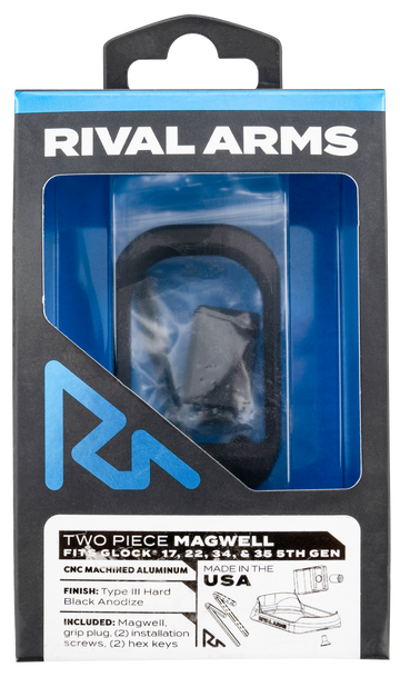 Rival Arms Two Piece Magwell Fits Gen5 Glock 17/22/34/35 Black Anodized Aluminum