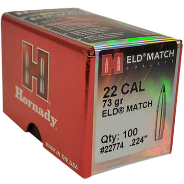 Hornady ELD Match 22 Cal .224 73 gr Reloading Bullets - 100/Box