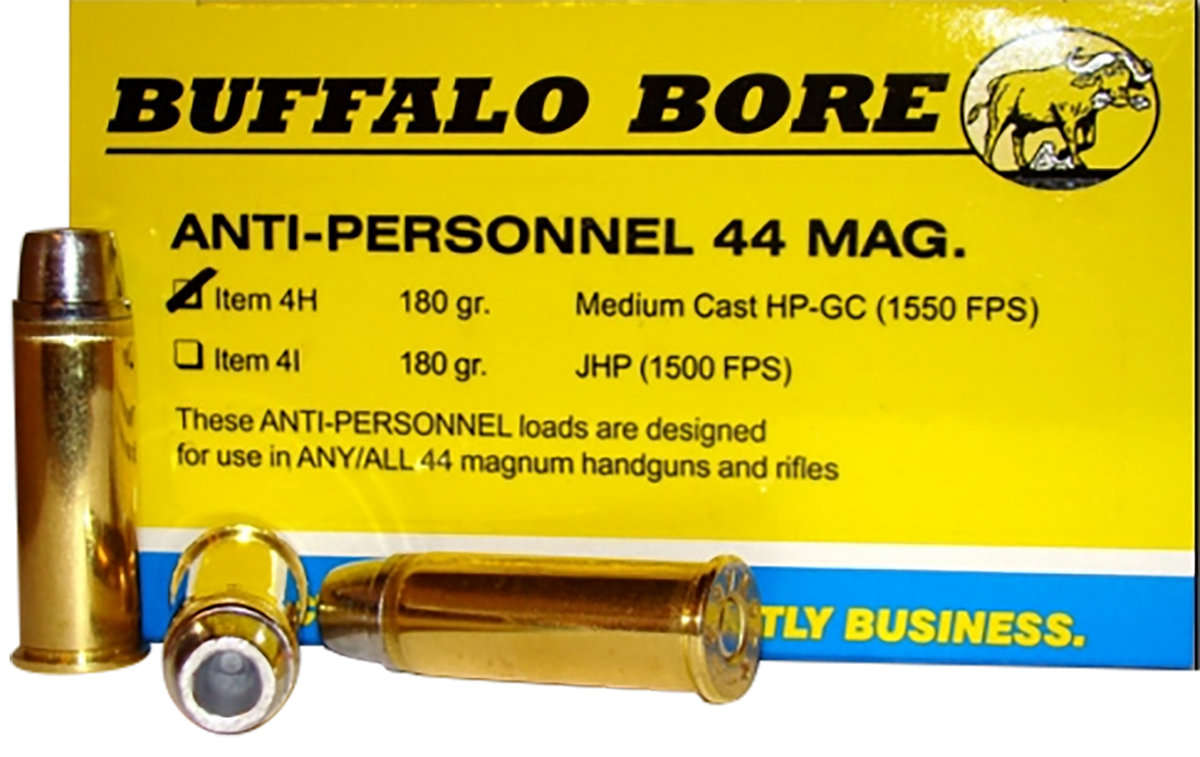 Buffalo Bore Ammunition Strictly Business 4H20 Anti-Personnel 44 Rem Mag 180gr Medium Cast Hollow Point 20 Rd Box - Box or Case