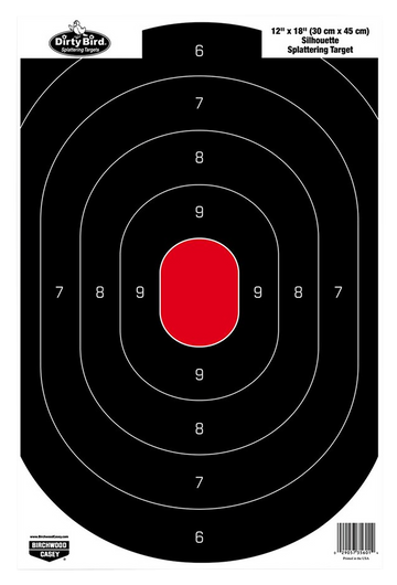 Birchwood Casey Dirty Bird 12" x 18" Oval Silhouette Hanging Pistol Target - 100 Per Pkg