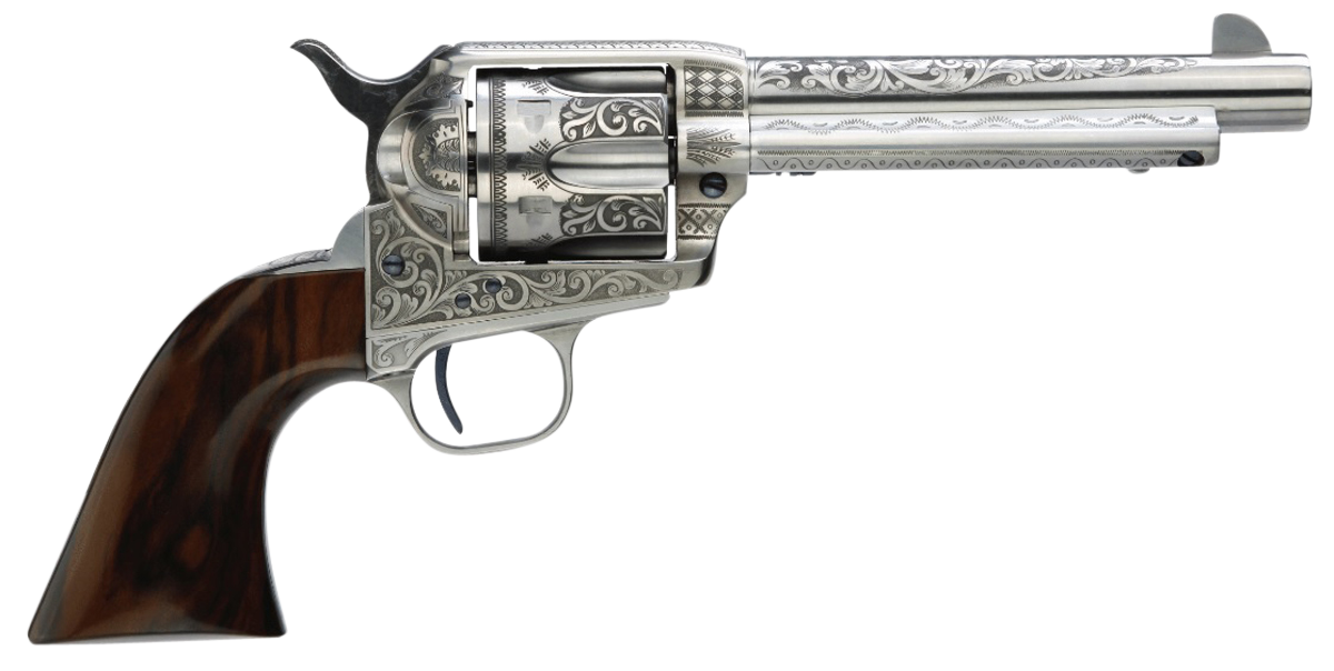 Taylors and Company 1873 Cattleman 45 Colt (LC) 5.50" 6-Rd SAO Revolver - White Photo Engraved
