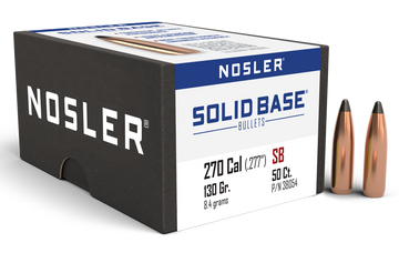 Nosler Solid Base .270 Cal 130gr Soft Point Reloading Bullets - 50/Box