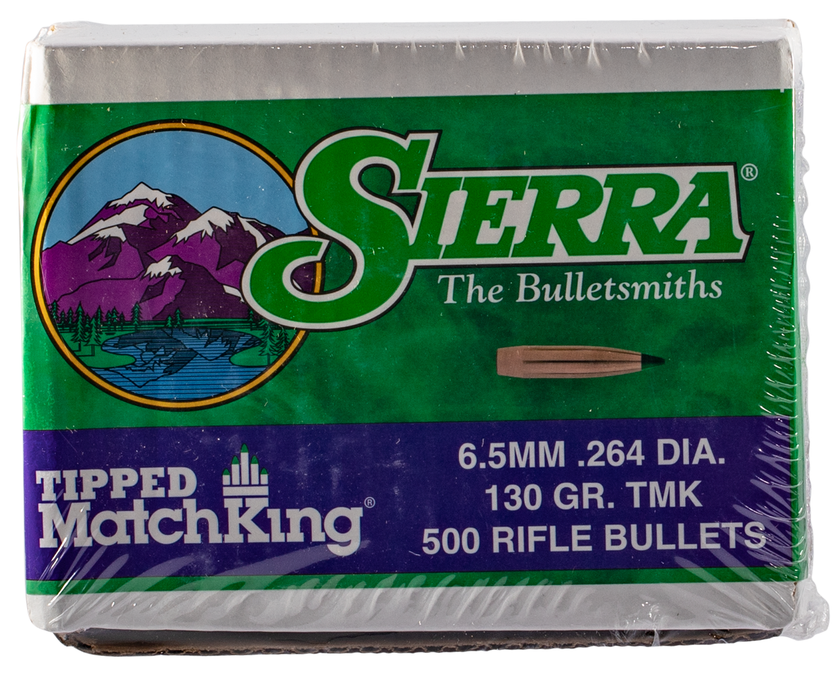 Sierra Tipped MatchKing 6.5mm .264 130gr Polymer Tipped Boat Tail Reloading Bullets - 500/Box