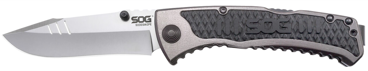 S.O.G Sideswipe 3.40" Folding Clip Point Plain 7Cr15MoV SS Gray Aluminum/G10 Handle