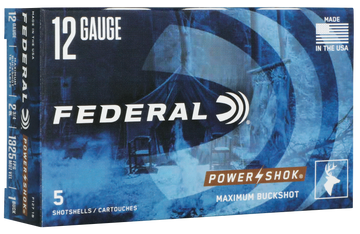 Federal Power-Shok Max Buck 12 Gauge 2.75" 16 Pellets 1 Buck Shot 5 Rd - Box or Case
