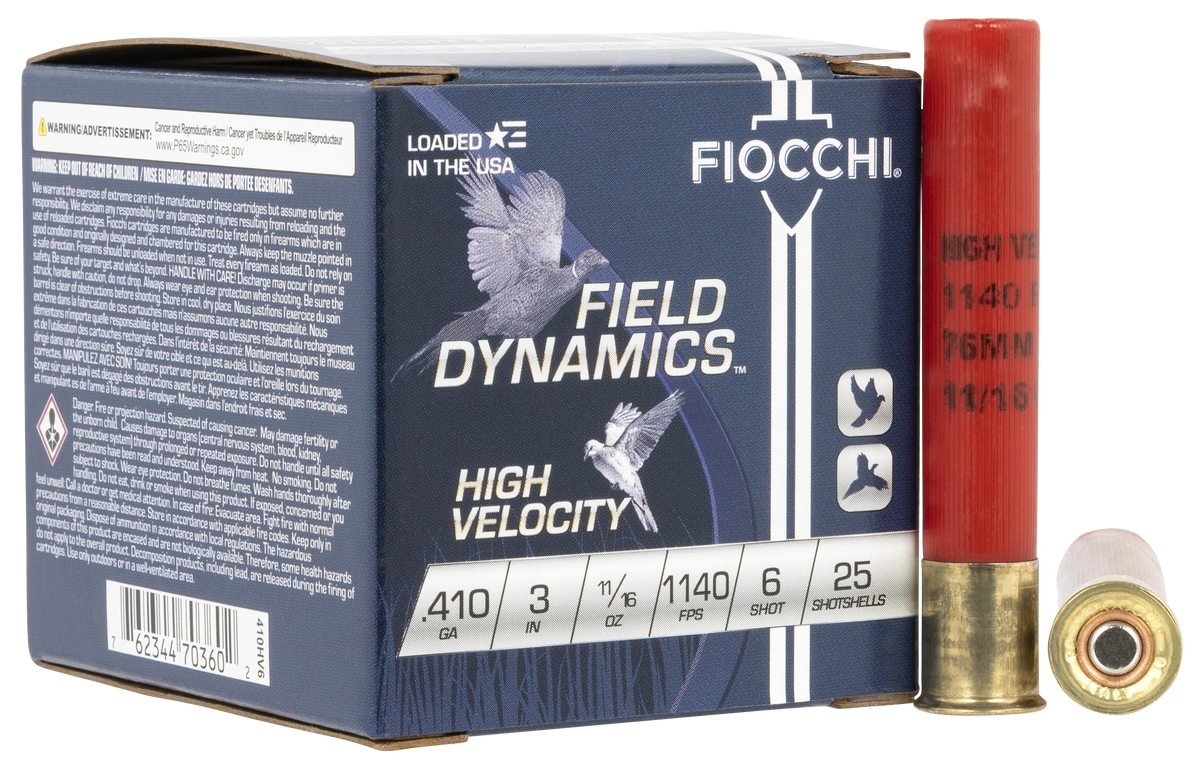 Fiocchi 410HV6 Field Dynamics High Velocity 410 Bore 3" 11/16 oz #6 Shot 25 Bx/10 Cs - Box or Case