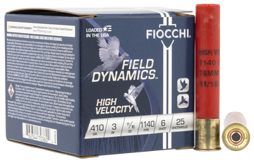 Fiocchi 410HV6 Field Dynamics High Velocity 410 Bore 3" 11/16 oz #6 Shot 25 Bx/10 Cs - Box or Case
