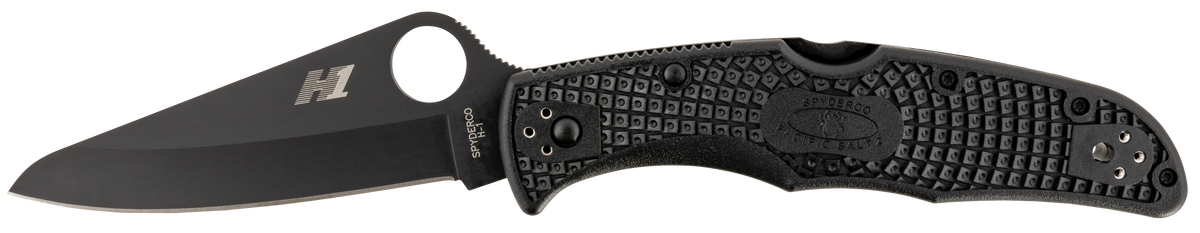 Spyderco Pacific Salt 2 3.78" Folding Drop Point Plain Edge H-2 Steel Blade Black FRN Handle