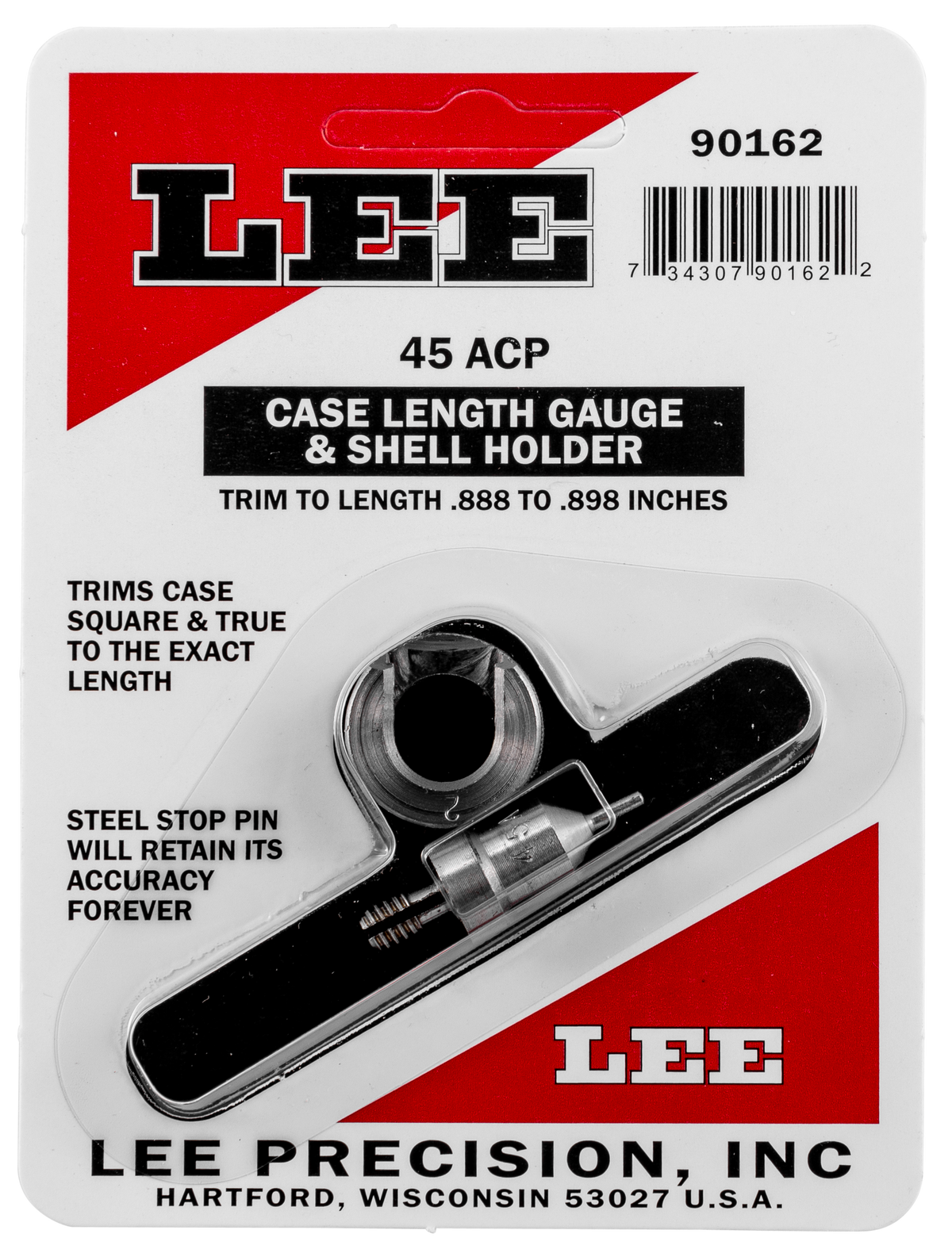 Lee 90162 Case Length Gauge 45 ACP Steel w/ Shell Holder