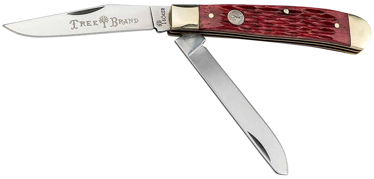 Boker Trapper 2.0 D2 Steel Clip Point/Spey Plain Red Jigged Bone 4.25" Folding Knife