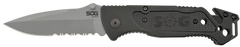 S.O.G Escape FF24-CP 3.40" Folding Clip Point Part Serrated Bead Blasted 9Cr18MoV SS Black Anodized Aluminum Handle