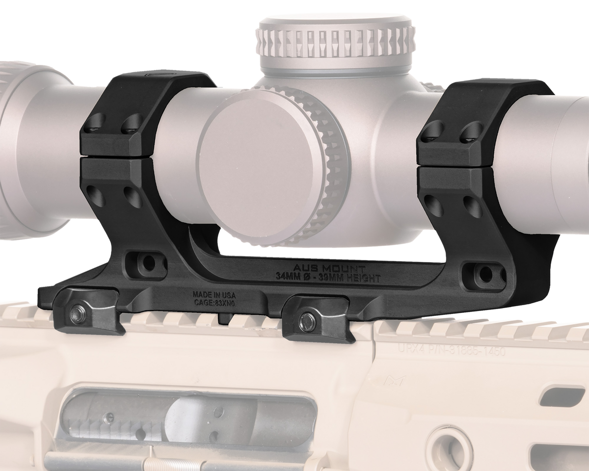 Reptilia AUS 34mm 1.54" Optic Mount 7075-T6 Aluminum Black Hard Anodized - Mil-Spec 1913 Picatinny Rail