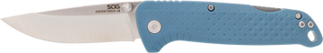 S.O.G Adventure LB 3.5" Folding Drop Point Plain Satin 5Cr13MoV SS Blade - Nordic Blue Textured GRN Handle