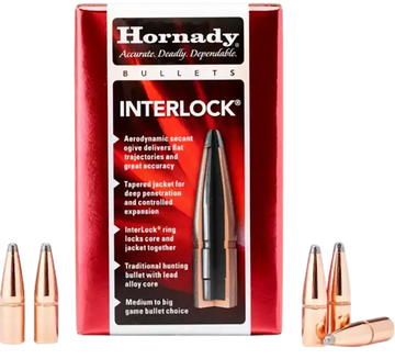 Hornady InterLock 30 Cal .308 165 gr Soft Point Reloading Bullets - 100/Box