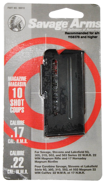 Savage 93 Series 17 HMR/22 WMR 10rd Steel Magazine - Black