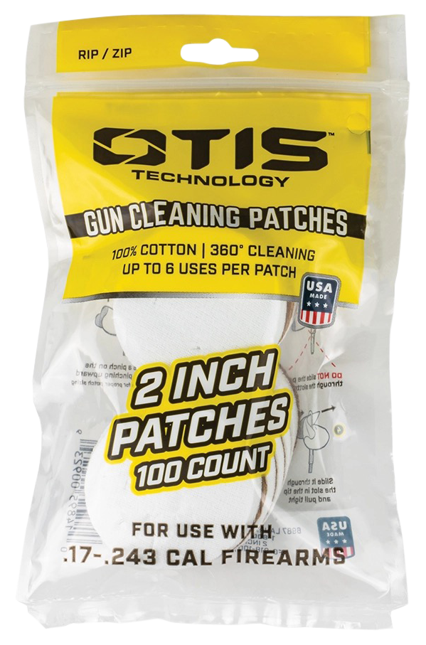 Otis FG-918100 Small Caliber Cleaning Patches 2" Cotton 100-Pack