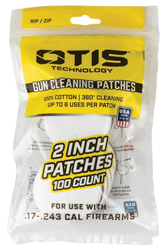 Otis FG-918100 Small Caliber Cleaning Patches 2" Cotton 100-Pack