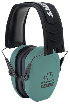 Walkers Game Ear Razor Slim Passive Muff 27 dB Over the Head Teal/Black Polymer