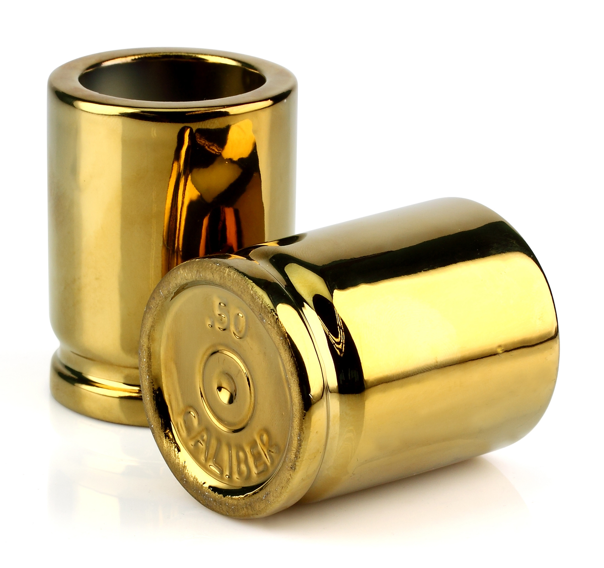Caliber Gourmet 50 Caliber Shot Glasses Gold Ceramic 1 Pair