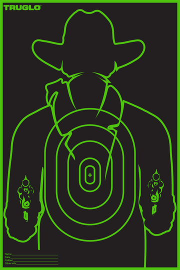 TruGlo Tru-See Gunslinger 12"x18" Self-Adhesive Paper Cowboy Target Black/Green - 12 Pack