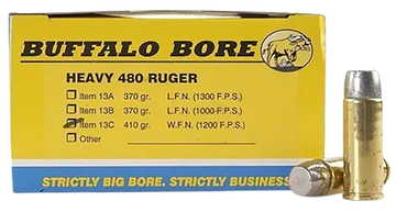 Buffalo Bore Ammunition Heavy Strictly Business 480 Ruger 410gr Wide Flat Nose 20 Rd Box - Box or Case