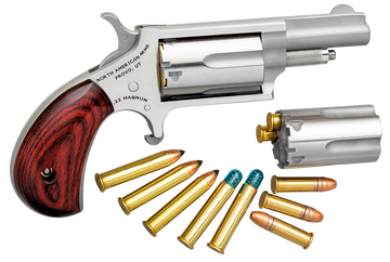 NAA 22MC Mini-Revolver 22 LR/22 WMR 1.63" 5-Shot SAO Stainless Steel, Rosewood Grip