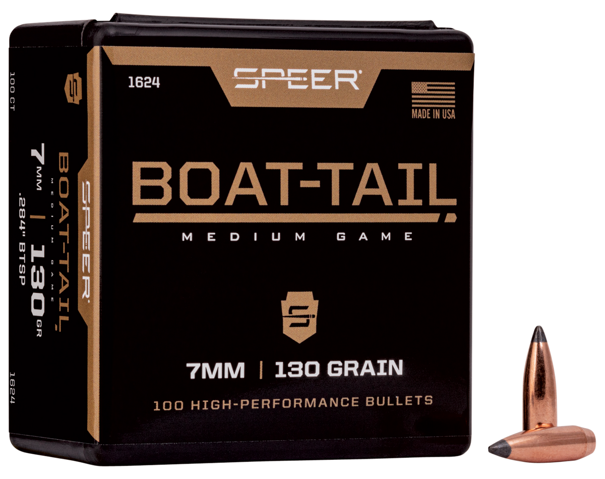 Speer Ammo 1624 Boat-Tail 7mm 130gr Spitzer Soft Point Boat-Tail - 100/Box
