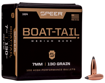 Speer Ammo 1624 Boat-Tail 7mm 130gr Spitzer Soft Point Boat-Tail - 100/Box