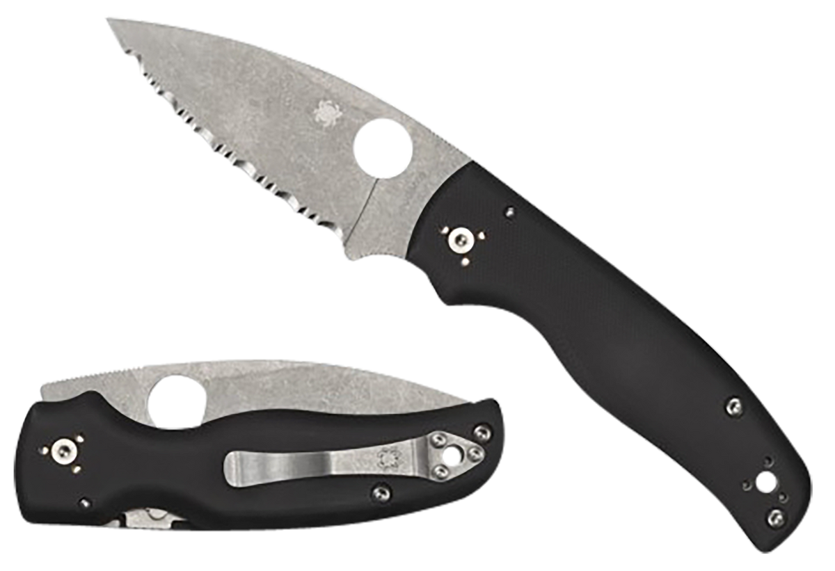 Spyderco Shaman 3.58" CPM S30V Plain Edge Stonewashed Black G10 Folding Knife