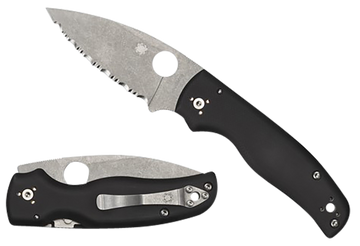 Spyderco Shaman 3.58" CPM S30V Plain Edge Stonewashed Black G10 Folding Knife