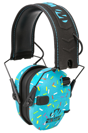 Walkers Game Ear Passive Folding Youth Muff 23 dB Over the Head Blue Sprinkles