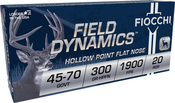 Fiocchi Field Dynamics 45-70 Government 300gr Hollow Point Flat Nose 20 Bx/10 Cs - Box or Case