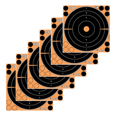 EZ-Aim Splash Reactive 8" Bullseye Self-Adhesive Paper Target Black/Orange - 6 Pack