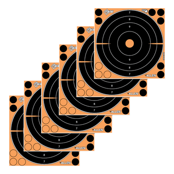 EZ-Aim Splash Reactive 8" Bullseye Self-Adhesive Paper Target Black/Orange - 6 Pack