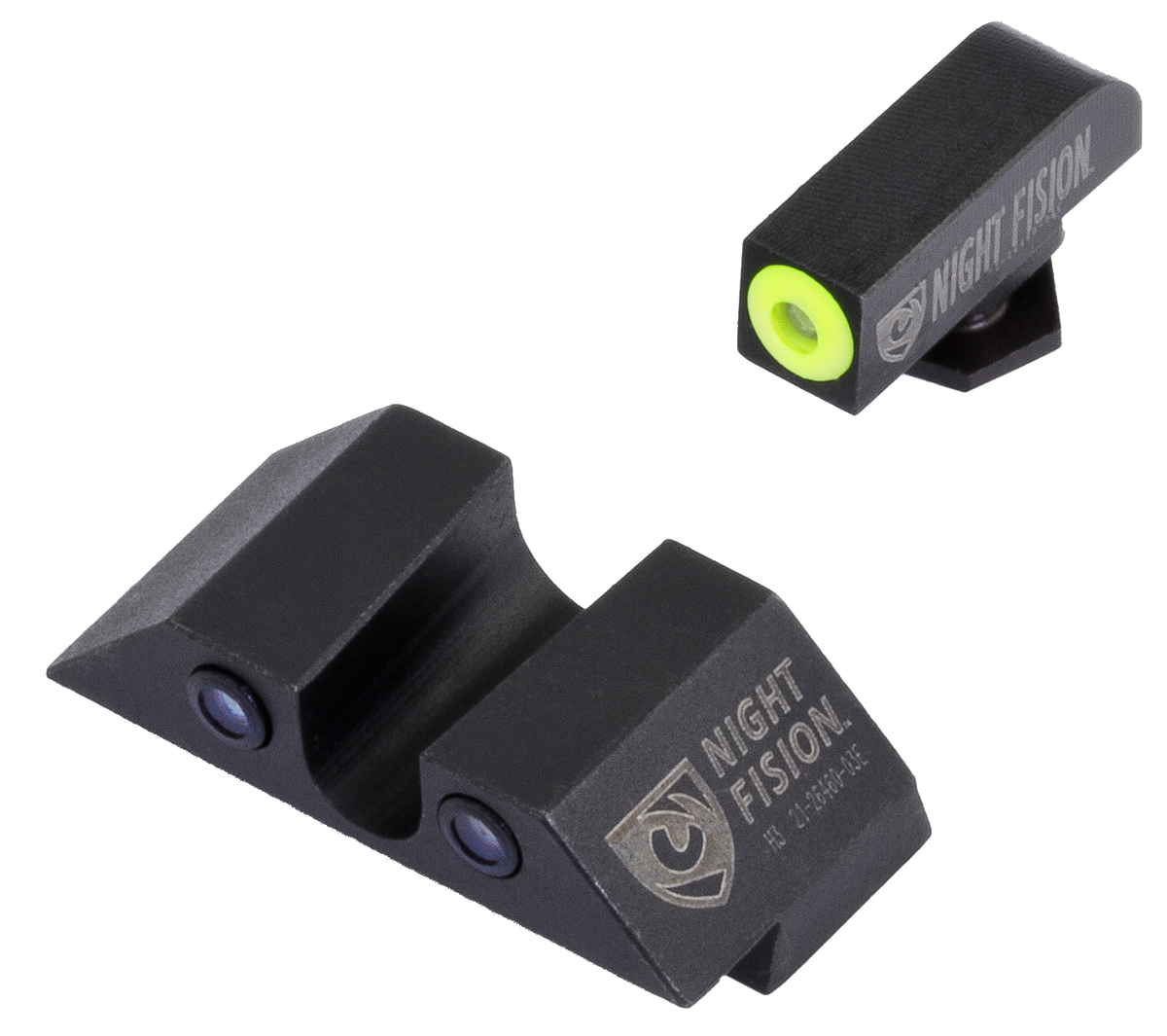 Night Fision GLK001007YGZ Night Sights for Glock 17/17L/19/22 - Green Tritium Yellow Outline Front / Green Tritium Black Outline Rear