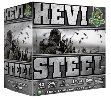 Hevishot HEVI-Steel 12 Gauge 2.75" 1-1/8 oz #4 Shot 1500 fps - Box or Case