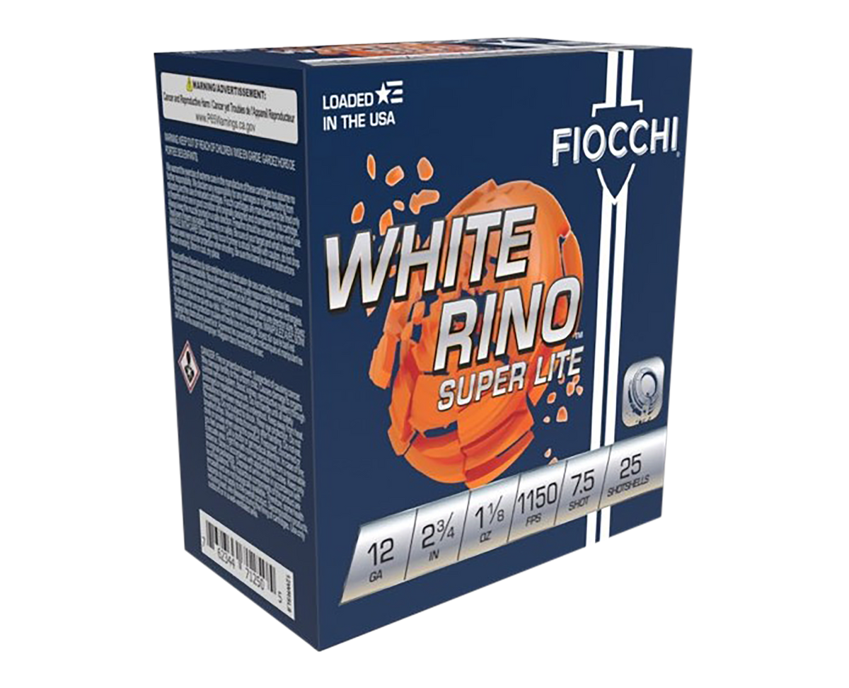 Fiocchi Exacta Target White Rino Super Light 12 Gauge 2.75" 1 1/8 oz 7.5 Shot - Box or Case