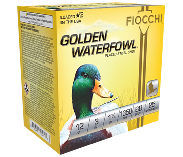Fiocchi Golden Waterfowl 12 Gauge 3" 1-1/4 oz BB Steel Shot 25 Rd - Box or Case
