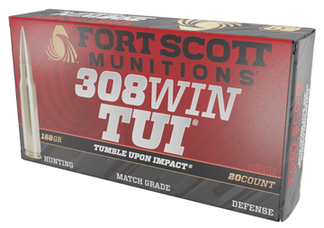 Fort Scott Munitions Tumble Upon Impact (TUI) Brush Hog 308 Win 168 gr Solid Copper Spun - Box or Case