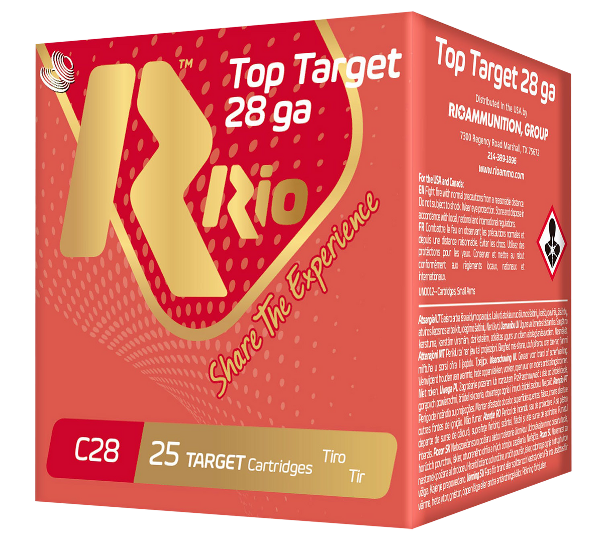 Rio Ammunition Top Target 28 Gauge 2.75" 3/4 oz 9 Shot 25 Rd - Box or Case