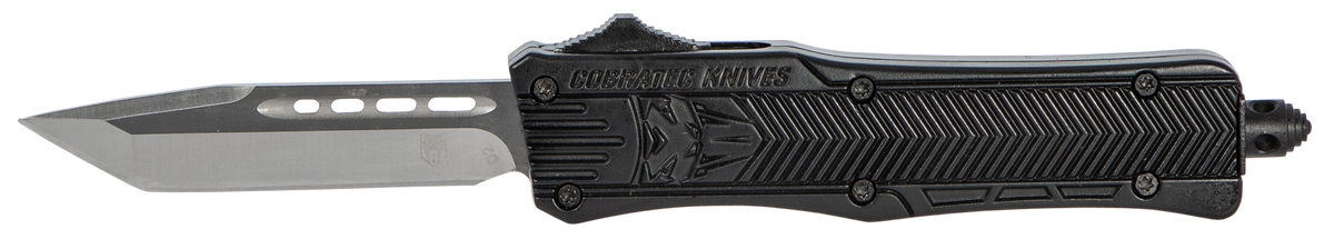 CobraTec Knives CTK-1 Small 2.75" OTF Tanto Plain D2 Steel Black Aluminum Handle