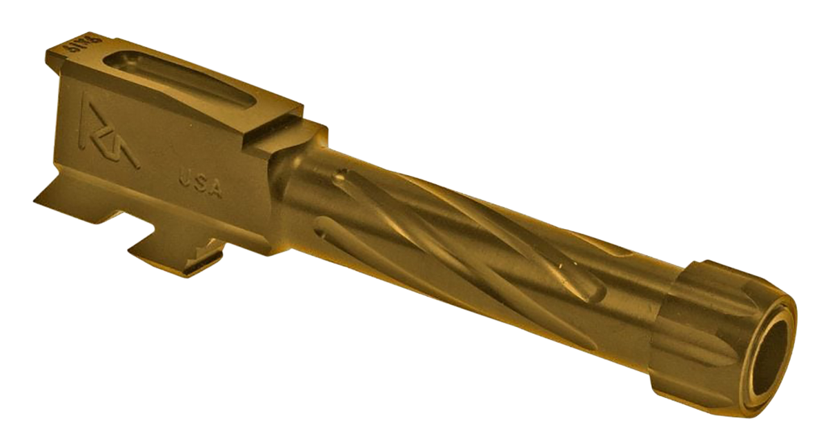Rival Arms RA20G302E Precision V1 Match Grade Glock 43 9mm Luger 3.41" Fluted Threaded Stainless Steel Barrel - Gold PVD