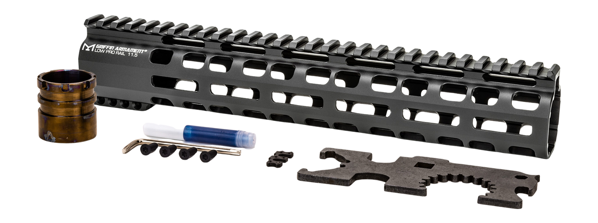 Griffin Armament LPR115 Low Profile Rail 11.5" Aluminum - Black Hardcoat Anodized