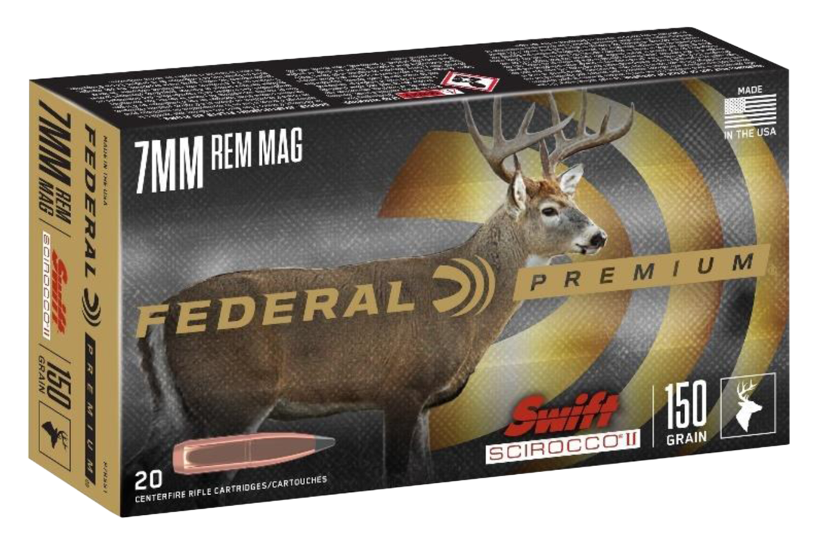 Federal Premium 7mm Rem Mag 150gr Swift Scirocco II 20rd - Box or Case