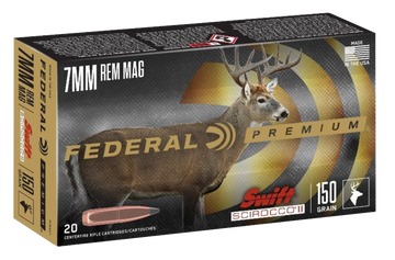 Federal Premium 7mm Rem Mag 150gr Swift Scirocco II 20rd - Box or Case